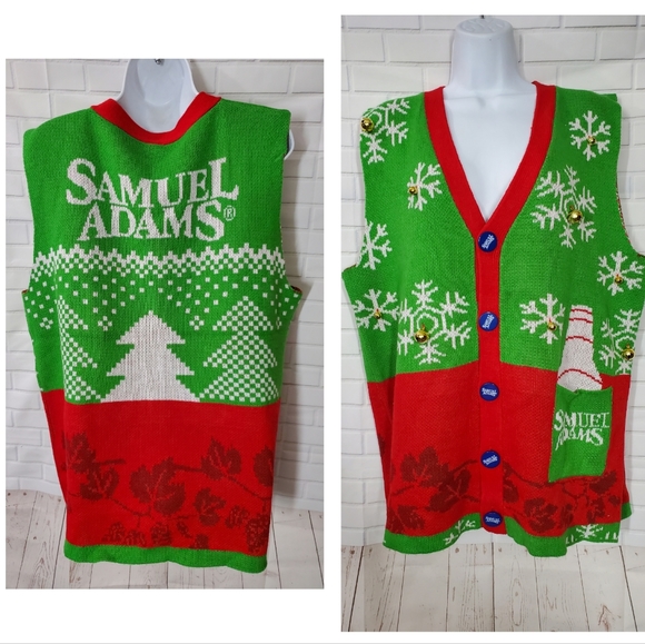 Samuel Adam's Beer Christmas Holiday Ugly Sweater Vest - Picture 1 of 5